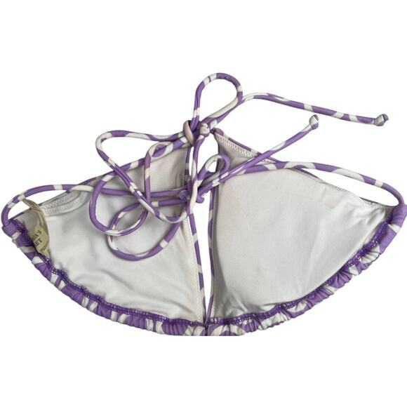 Victoria's Secret String Bikini Top Lavender White Circles Medium - Picture 2 of 5